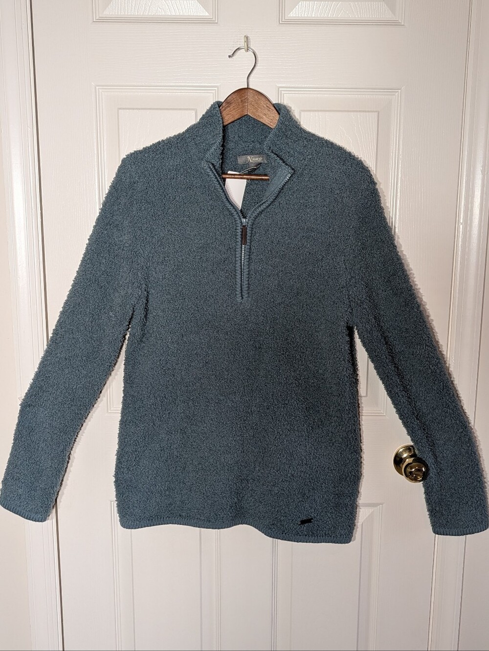 NATURAL REFLECTIONS Women's Zip-Neck Sherpa Pullover in Slate Blue